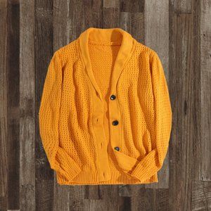 Yellow Rib-Knit Cardigan